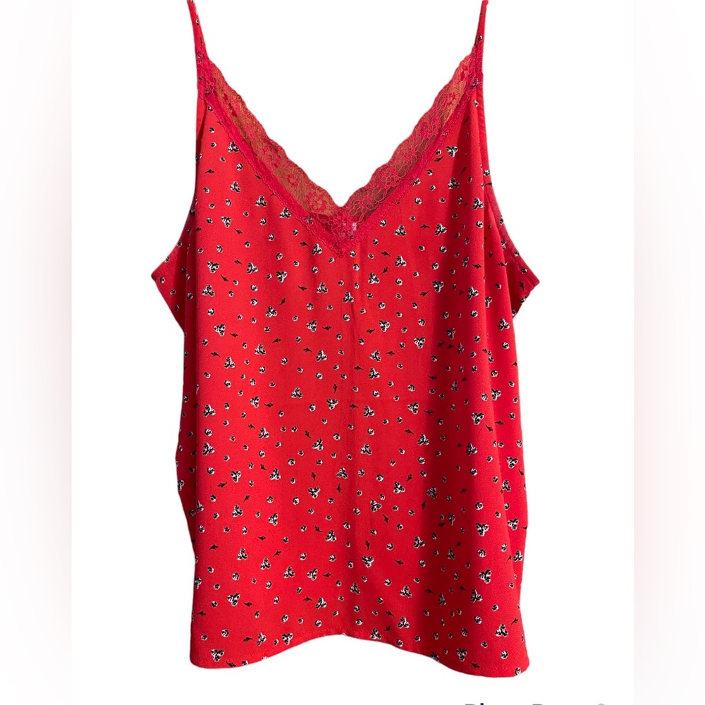 Nordstrom B.P Red Tank Top Lace Detail Size M